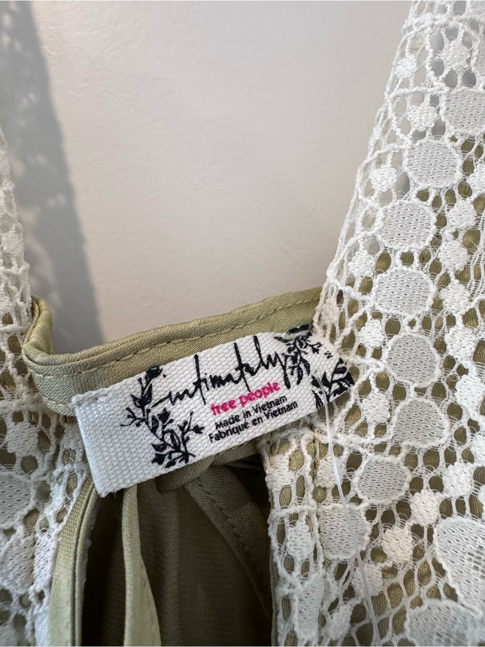 Free People Olive Green Maxi Dress with Ivory Lace Bodice - Picture 4 of 4
